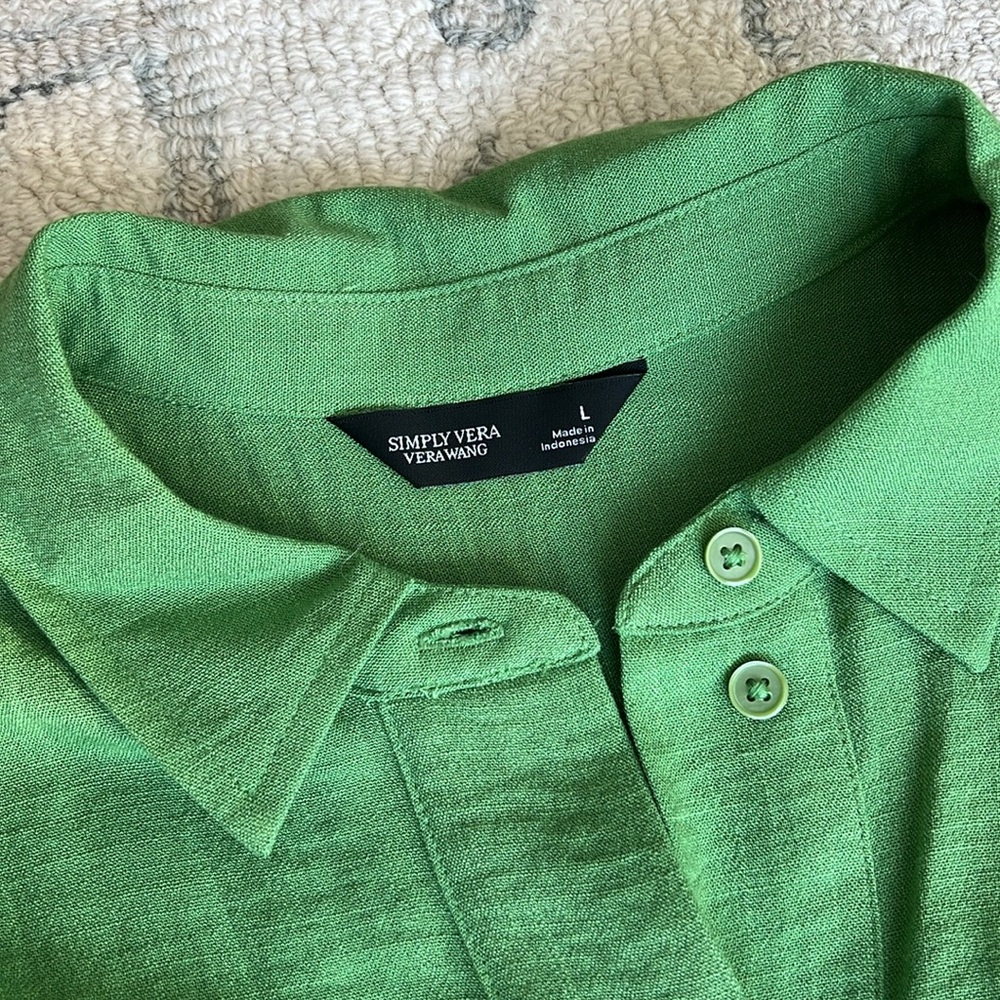 Simply Vera Vera Wang Vibrant Green Polo Shirt - Picture 4 of 7